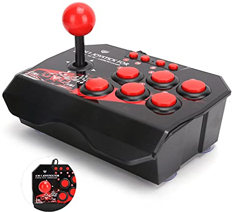 Cosiki Fight Stick, Präzise Steuerung, Kabelgebundener Joystick für //PC, Schwarz-roter Street Fight Controller für -Spiele-Enthusiasten, ABS, Größe 8,3 X 5,9 X 2,4 Zoll