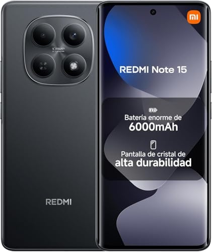 XIAOMI REDMI Note 15 4G Smartphone 8+256GB, Negro | Pantalla AMOLED FHD+ de 6,77, MediaTek Helio G100-Ultra, Cámara de 108MP, Batería de 6000 mAh