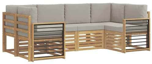 vidaXL Ecksofa Set 6 pcs Weiß und Hellgrau 245 x 128,5 x 73 cm, Gartenlounge, Moderne Ecksofa, langlebige Sitzgelegenheit, Terrassenmöbel, bequemes Wohnen