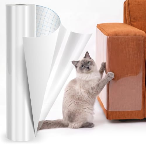 X XBEN Sofa Protectors from Cat, Cat Anti Scratch Tape, Furniture Protector | 43CM X 8M Stop Cat and Dog Scratching, 0.12mm Thick, Wear Resistant, Transparent, for Carpet, Sofa, Couch, Door, Chair