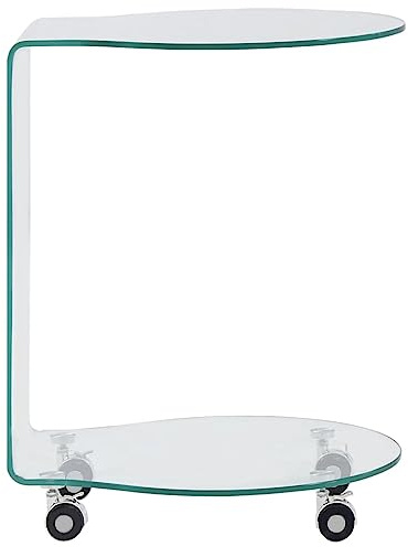 Générique Moderner minimalistischer Couchtisch, 45 x 40 x 58 cm, aus Sicherheitsglas, mit 4 Rollen, Beistelltisch, mobil und leicht zu reinigen