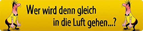 Blechwaren Fabrik Braunschweig GmbH WER Wird DENN GLEICH IN DIE Luft GEHEN ? Straßenschild Magnet aus Blech 16x3,5 cm STR-M 60