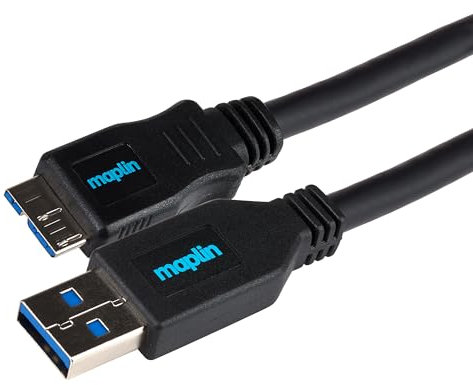 Maplin Premium USB A 3.0 Male to Micro USB B Male Cable 0.75m Negro Cable de Audio