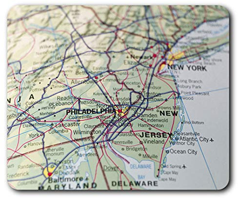 Destination Vinyl Ltd Comfortable Mouse Mat - America New York Map Travel 23.5 x 19.6 cm (9.3 x 7.7 inches) for Computer & Laptop, Office, Non-slip Base - RM3658