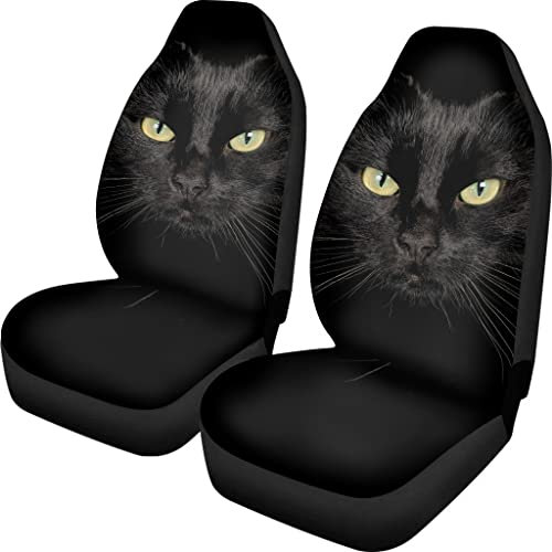 chaqlin Universal Black Cat Autositzbezug Set von 2 Front Full Auto Zubehör Schutzhülle Tasche für Frauen Männer Fit SUV Van Sedan Truck…