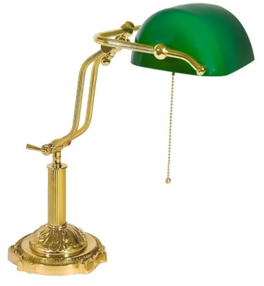 Tischlampe Ministerial Glas Grün aus Messing Made in Italy