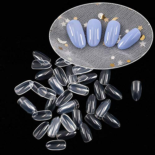 Sethexy Kurz Oval Falsche Nägel 500 Stück 10 Größen Vollständige Abdeckung Acryl Nagelspitzen Zum Kunst Nagel Design (Klar)