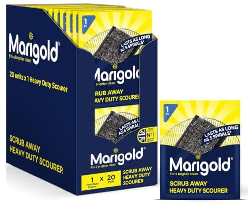 Marigold Scrub Away-Estropajo de Acero Inoxidable (20 Paquetes de 1), Gris, 11 x 1.8 x 15.5 cm