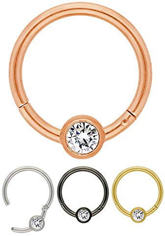 Treuheld® Segmentring-Clicker Piercing mit Kristall | 4 Farben - 36 Größen