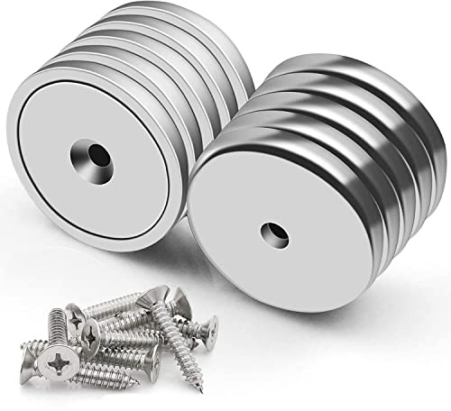 FINDMAG 10 Stück Senkmagnete 32 x 5 mm, bis zu 41 kg, mit Schrauben | Magnete mit Senkbohrung und Schrauben für Werkzeughalter, Werkstatt, Garage und funktionale Befestigungsaufgaben