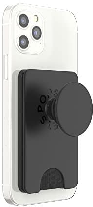 PopSockets : PopWallet+ pour MagSafe - Porte-cartes avec PopTop Interchangeable Intégré pour Smartphones et Coques - Black