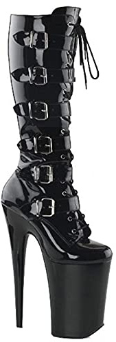 Piattaforma delle Donne 20CM Tacco A Spillo Stivali Alti al Ginocchio Tacchi Alti Moda Ultra Alti Tacchi A Spillo Piattaforma Lace Up Stivali