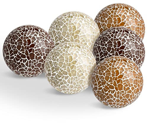 Mosaikkugeln, dekorative Mosaikkugeln, Glaskugeln, dekorative Kugeln, Tischkugel für Wohnzimmer, Dekoration, Tafelaufsatz, Kugeln für Schalen, Vasen, Durchmesser 6.1 cm (klassische Farben), 6 Stück