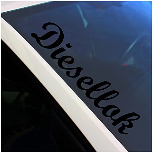 Finest Folia Frontscheibenaufkleber Schriftzug Diesellok Aufkleber für Windschutzscheibe Heckscheibe Frontscheibe Auto Fahrzeug Dekor Sticker FS123 (Schwarz Glanz, Außenklebend)