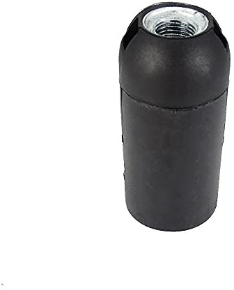 E14 Fassung Schwarz Matt Glattmantel u. Rastkappe M10x1 Metall-Gewinde Schraubfassung für Glühlampe und LED