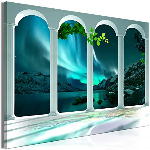 decomonkey Akustikbild Polarlicht 120x80 cm 1 Teilig Leinwand Modern Bilder Wandbilder XXL Schallschlucker Schallschutz Akustikdämmung Wandbild Deko Leise Landschaft Natur