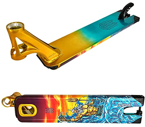 Fantic26 Sticker + Blunt AOS V5 Signature Stunt-Scooter Park-Trick-Tret-Roller Ersatz-Deck (Raymond Warner 53,3cm x 14cm Gold/Blaugrün)
