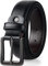 maikun Black Leather Belt for Men, Mens Belt for Jeans and Dresses, Black Buckle Length45inch