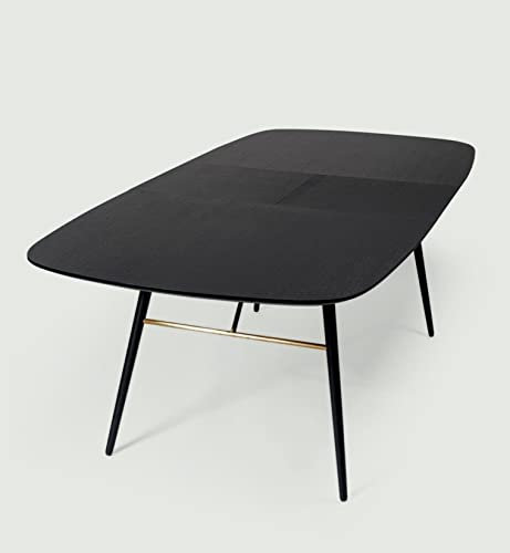 Vintagehaus Ausziehbarer Esstisch Dawn Eichenfurnier Schwarz 180-230 cm