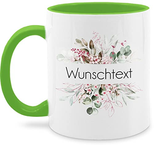 Tasse Tassen 325ml - Aufdruck selbst gestalten - Wunschtext I Geschenk personalisiert I Geschenk Weihnachten - 325 ml - Hellgrün - kaffeetasse fürs büro custom mug personalisierte blume