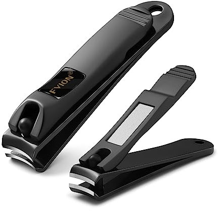 FVION Nail Clippers Set, Stainless Steel Fingernail and Toenail Clipper with Build-in Nail File - Sharp Sturdy Nail Cutter Professional Nail Trimmers for Men & Women