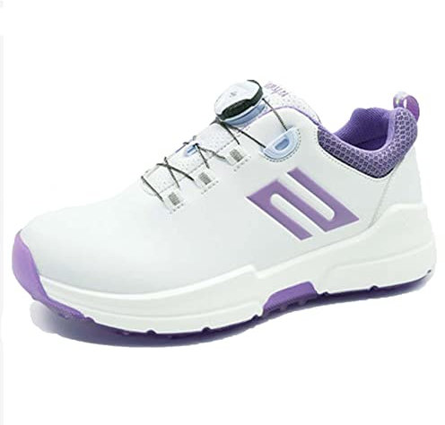 PENXZT Womens Golf Shoes Spikeless Wide Fitting Sneakers Waterproof Leather Sneakers Big Size,White,5 UK