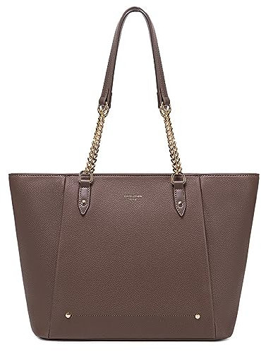 David Jones - Handtasche, Einkaufstasche, Schultertasche, Damen, große Einkaufstasche, A4, Arbeit, große Kapazität, weiches PU-Leder, Shopper mit langen Griffen, elegant, Stadt, braun, one size,