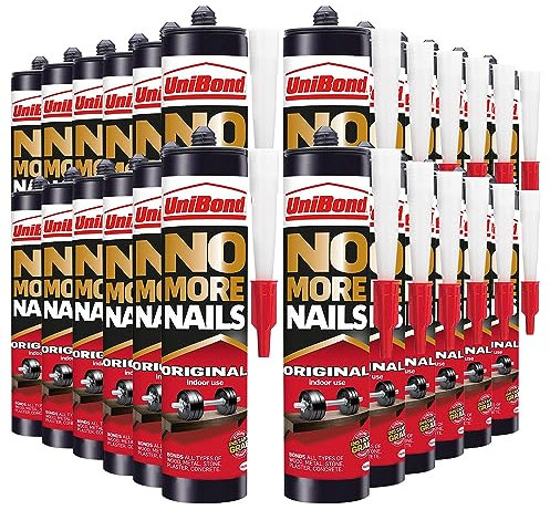 UniBond No More Nails Original, Heavy-Duty Mounting Adhesive, Strong Glue for Wood, Ceramic, Metal etc, White Instant Grab Adhesive, Bulk Buy 24 Pack