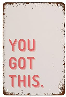 You Got This, minimalistische Wandkunst, Wandkunstdruck, Poster, rosa, kreatives Blechschild, Skelett, lustiges Metallschild, Vintage-Wanddekoration für Zuhause, Bar, Restaurant, Café, Büro, Club,