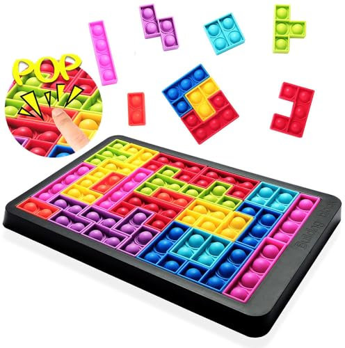 Puzzle Tetris Pop It Spiel Plopper Spielzeug Pop Up Spielzeug Popit Spielzeug Ab 3 4 5 6 Jahre Anti Stress Sensory Toys Fidget Toys Junge Mädchen Spielzeug 26 Blöcken Geschenk Junge Mädchen - Schwarz