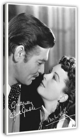 ETOMEY Leinwandposter Clark Gable & Vivien Leigh – Vom Wind verweht, Wandkunst, Dekordruck, Bild Gemälde für Wohnzimmer, Schlafzimmer, Dekoration, Rahmen-Stil, 20 x 30 cm