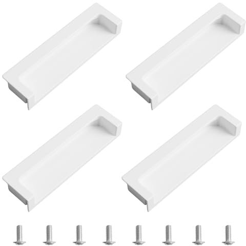 MOROBOR Tatami - Manijas de Puerta Ocultas, 4 Integradas, Tiradores de Dedo Empotrados Con Tornillos Ocultos Para Armario y Cajón (Blanco, 105 mm)