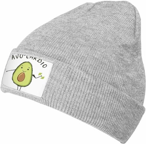 Diari Warme Wintermütze und stilvolle graue Strickmütze für Damen und Herren, minimalistische Mütze, elastisch und lässig, 4821b-kawaii Cartoon-Avocado-Beanie-Mütze, One size