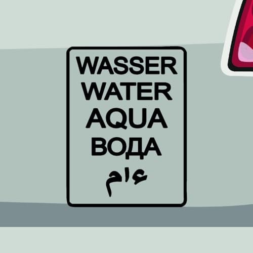 Stickerfreaks Wasser Text Aufkleber Überleben Sticker Water Aqua Auto Bike Decal Offroad Aufkleber Größe: 8x6cm (S) | Farbe: 10-weiß | Überleben Sticker Kleber Deko Tuning Schriftzug