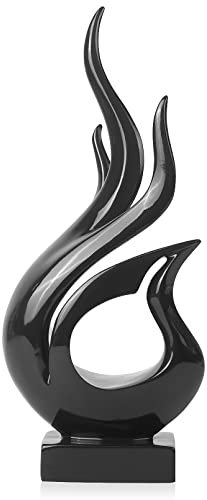Aoneky Skulptur Schwarz Flamme, Moderne Abstrakte Art Statue, Skulptur Deko für Wohnzimmer, Esstisch, Schrank, Bücherregal, Schlafzimmer Figuren, Harz