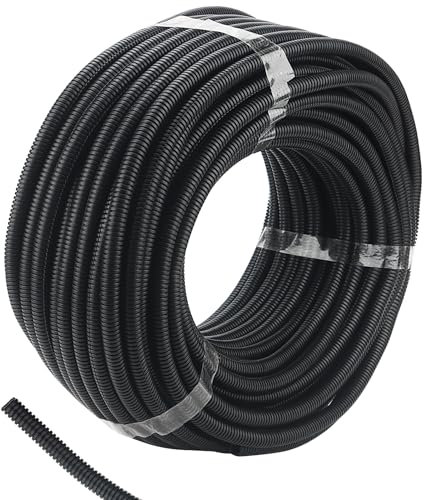 MAHIONG Conducto Corrugado Negro de 50 m, Pasacables, Tubo Protector de Cable Flexible para el Hogar, la Oficina y el Uso Industrial (ID 10 mm x OD 13 mm)