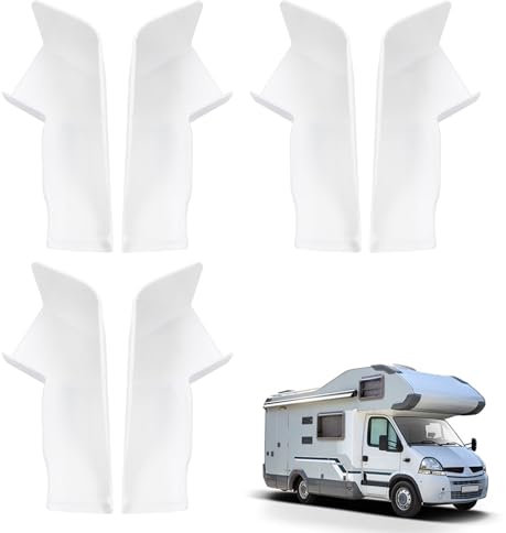 6 Stück Dachrinnenausläufe für Wohnmobile Mini-Dachrinnen Wohnmobil, Regenrinnenauslauf, Linke und rechte Dachtropfkante, universelle weiße Dachrinnenverlängerung (6 Weiß)