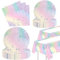 YimaiX Iridescent Party Supplies, Iridescent Party Disposable Tableware Set 20 Party Plates 9 20 7 Paper Plates 20 Napkins 2PCS Tablecloth for Iridescent Birthday Party Decoration Serves 20 Guests