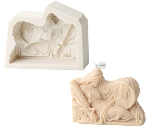 Generic Molde de silicona para velas de familia católica, escultura virgen 3D, yeso, resina, herramientas hechas a mano, manualidades, decoración de escritorio