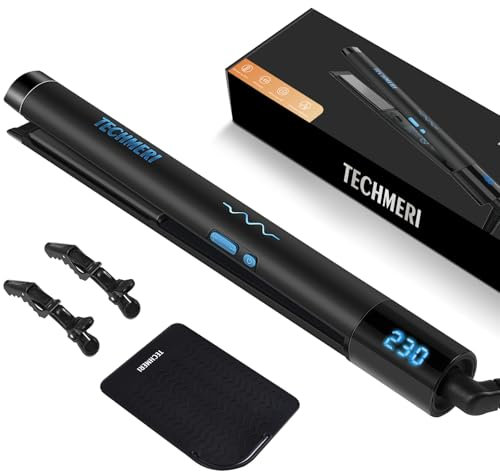 2 in 1 Glätteisen und Lockenstab, Schnellaufheizung Haarglätter, Turmalin Keramik Ionen Haarglätteisen mit 3D-Schwebepanel, LED-Display, Glätteisen Locken und Glätten mit Dual Voltage (Schwarz)