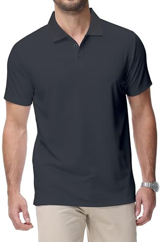 Djtnzdm Polo Hombre Manga Corta Transpirable Polo Deportivo Hombre Verano Polo Golf Casual Camiseta Hombre Tennis Regular Fit T-Shirt(Gris Oscuro-L)