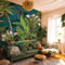 FUNLIFE Plantes tropicales papier peint,grandes plantes tropicales urbaines, papier peint panoramique texture imitation cuir, papier peint jungle,Salon Chambre papier peint adhesif mural 240x250cm