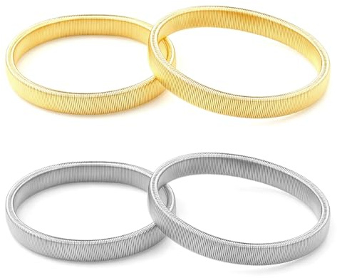 RESTALLADNWEST Sleeve Garters, 2 Pair Shirt Sleeve Holders, Anti-Slip Metal Garter Armbands, Elastic Adjustable Garter Armbands, Arm Garters Shirt Garters for Men Women (Gold & Silver)