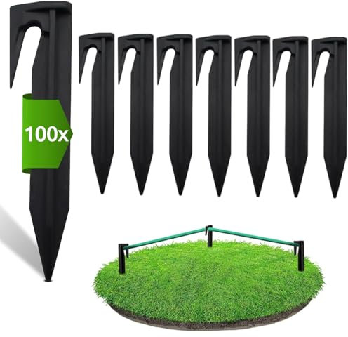 SkyJoy®Clavos para robot cortacésped. Pinchos de tierra para robots cortacésped. 100 unid. Pinchos para delimitación de cortacéspedes robotizados. Compatible con Gardena, Husqvarna,Worx,Bosch y AL-KO