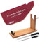 Well Home - Jamonero de Madera con herraje en V + Set de Cuchillo jamonero (25cm) y Chaira (21cm) + Funda para jamón 'Tiberic'