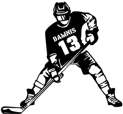 Personalisiert Wandtattoo Eishockey mit Name und Nummer Wandaufkleber Wandsticker für Kinderzimmer Wohnzimmer Schlafzimmer Wanddeko,Geschenk für Kinder Junge Teenager Männer