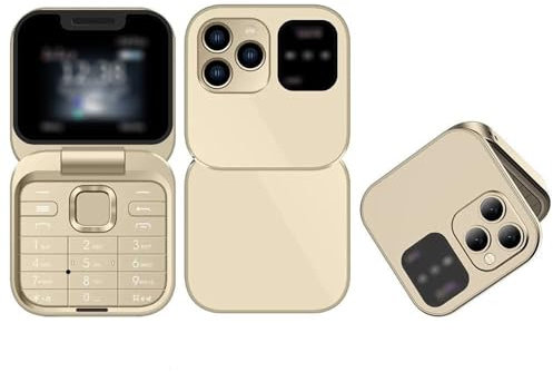 Easylife PocketFlip i16 Phone (Gold). Flip Phone with Built-In Camera & Flash, Senior Mobile Phones with USB Cable & Battery Case, Mobile Phone for Elderly People with FM Radio - Fully Guaranteed