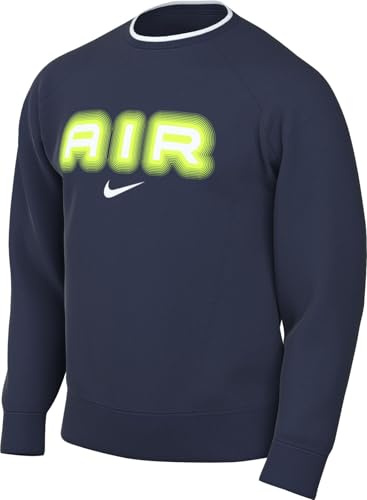 Nike Air Fleece-Sweatshirt Mit Rundhalsausschnitt Für Herren, Midnight Navy/Volt, HM0177-410, S