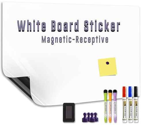 HeatPomelo Extra Groß Magnetische Whiteboard Folie 250 x 120 cm, Weißboard Kontaktfolie - Selbstklebend Tafelfolie für Wand, Tür, Büro, Zuhause