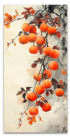 JOSUE Leinwand Bilder XXL Wohnzimmer Schlafzimmer Büro Flur Küche Wandbilder, Tusche Malerei Obst Modern GemäLde Wanddekoration Kunstdruck Design - 30x60cm Ungerahmt(Orange)